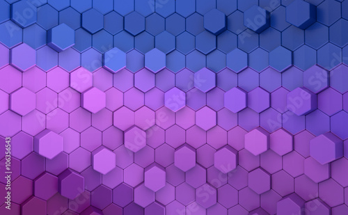 Abstract of hexagons random level color background. 