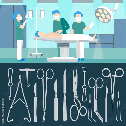 Surgery Operation. Medicall Staff. Hospital Room. Surgery Operation