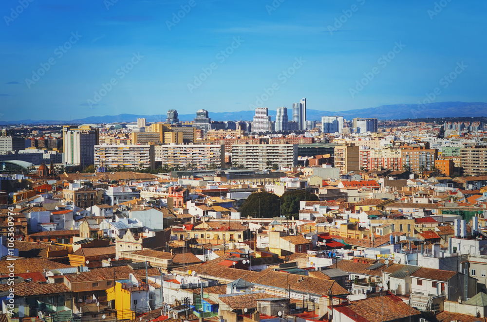 Panorama of the city of Valencia ,Spain