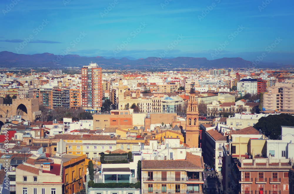 Panorama of the city of Valencia ,Spain