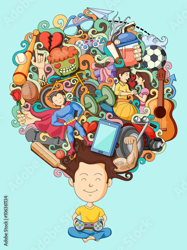 Dream and thought of teenage boy