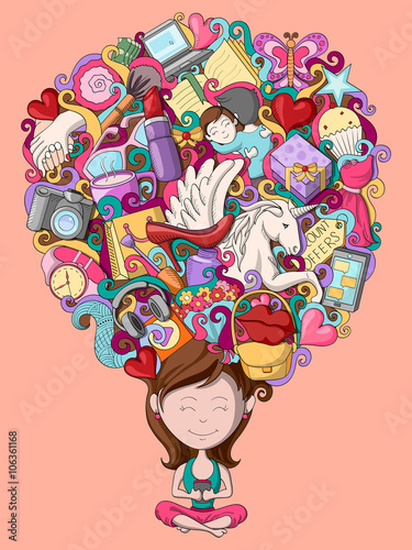 Dream and thought of teenage girl