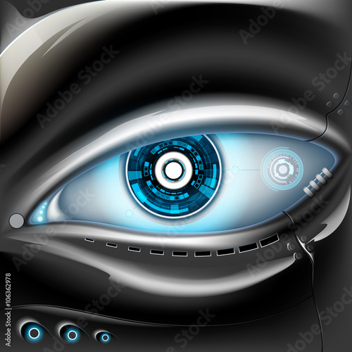 Eye of metal robot.