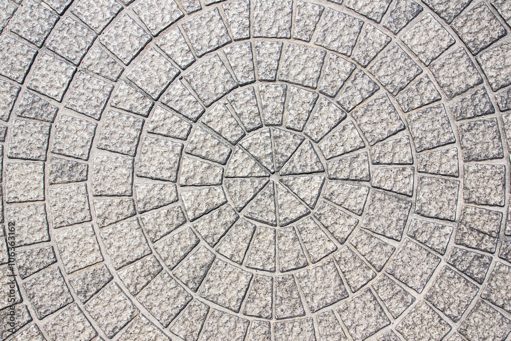 Round stone pavement pattern.