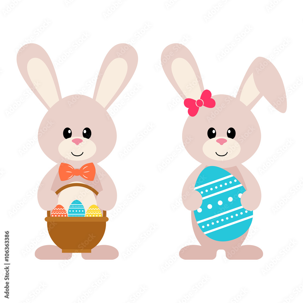 easter bunny with a basket and egg easter bunny with a basket and egg
