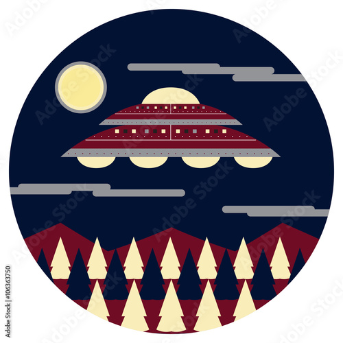 UFO on the Sky Vector and Icon