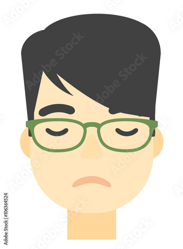 Grieving man with eyes closed.