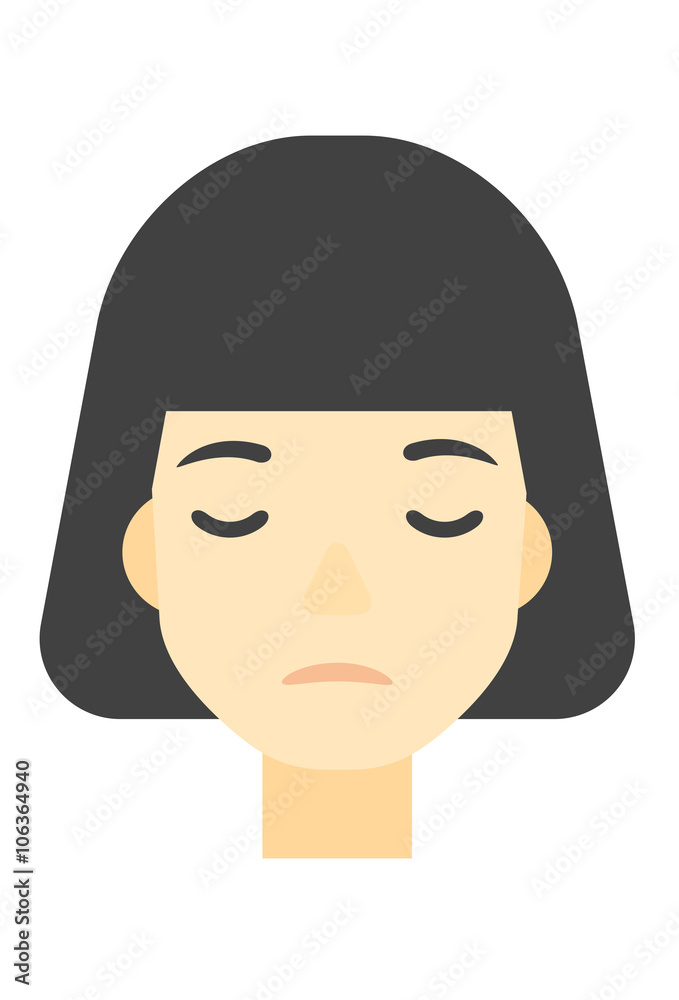 Grieving woman with eyes closed.