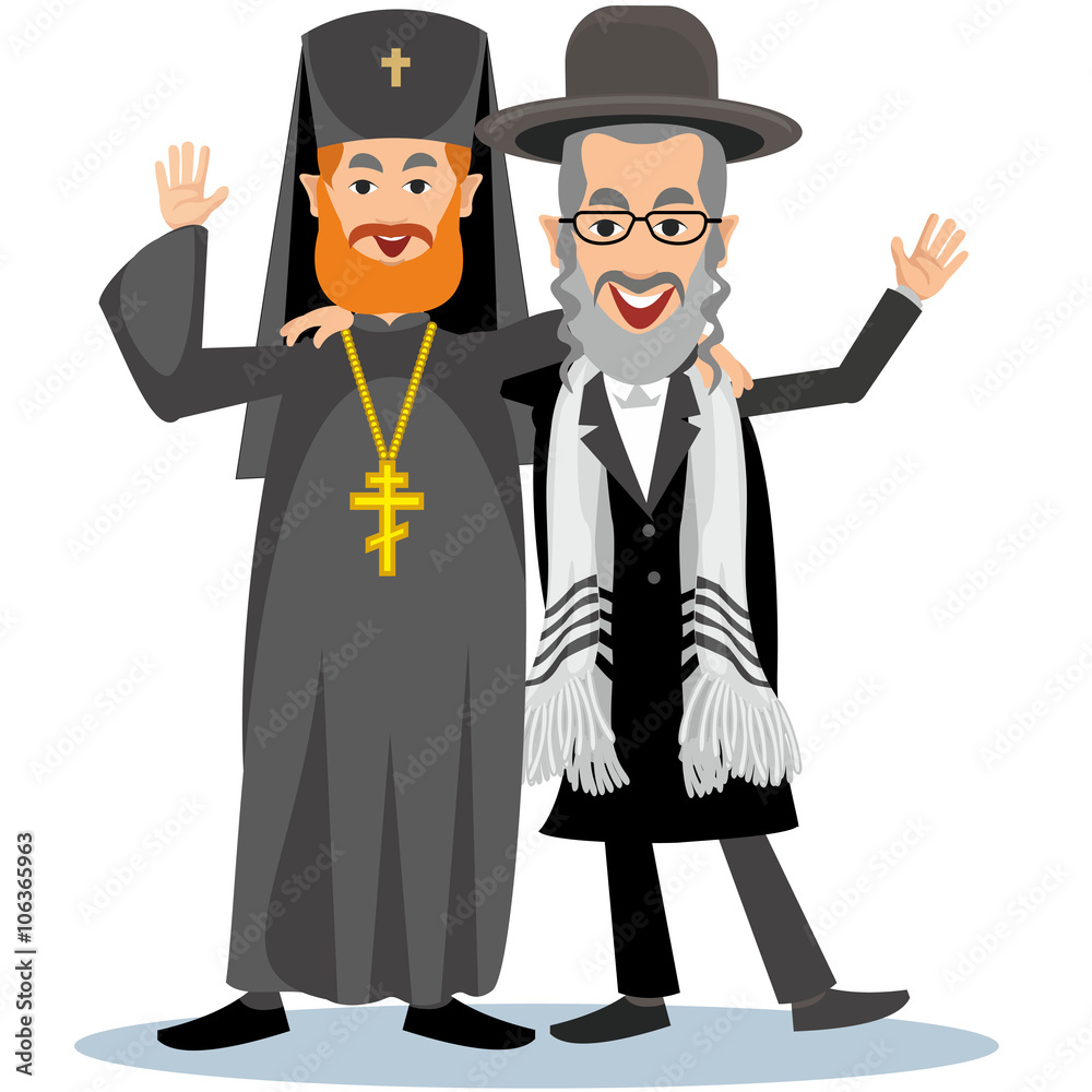 Jew-Rabbi with ortodox priest Stock Vector | Adobe Stock
