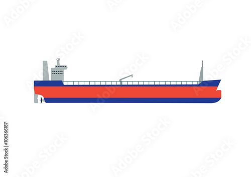 Vector illustration oil tanker, flat design. Oil tanker isolated on white background. Tanker vector. Oil tanker isolated vector