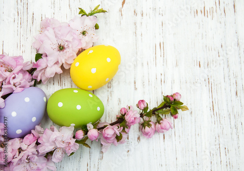 Easter eggs and cherries blossom