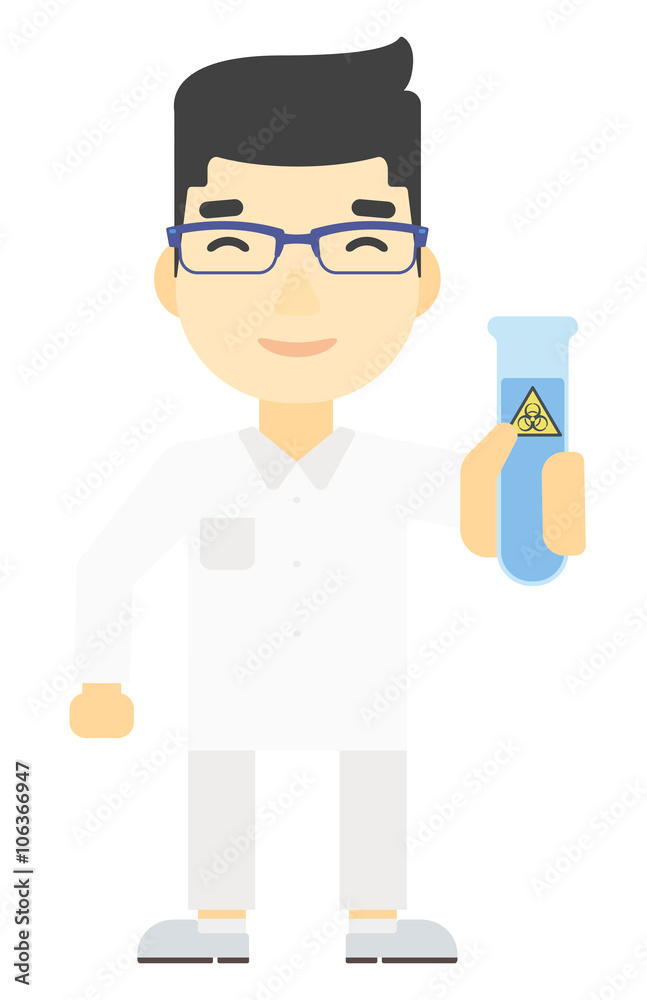 Laboratory assistant with test tube.
