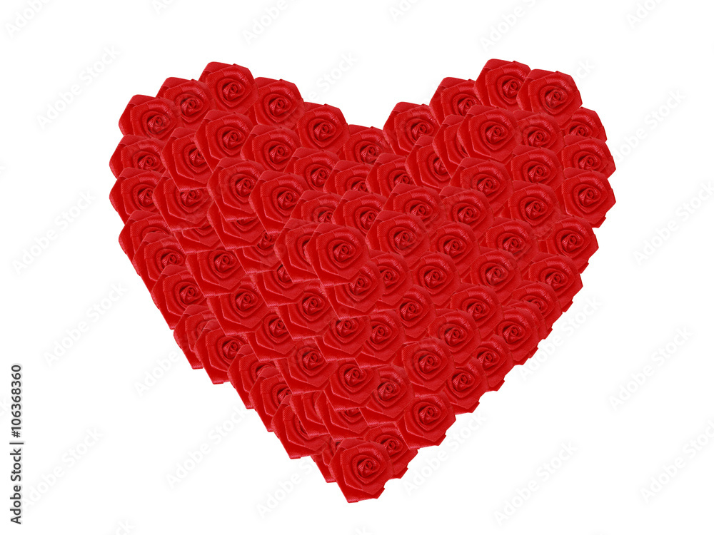 beautiful fabric red roses Heart background