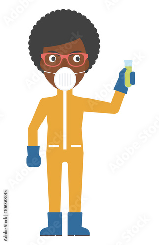 Laboratory assistant with test tube.