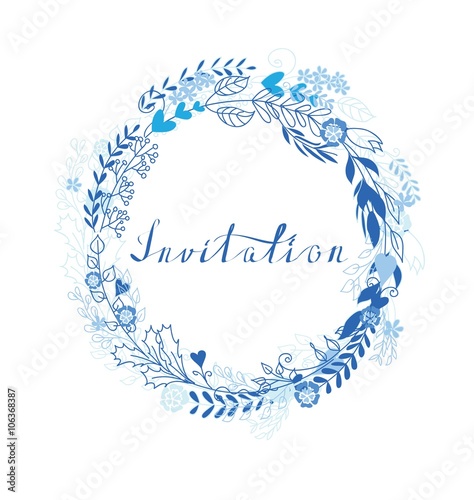 Doodle line design of Wedding invitation and wedding card