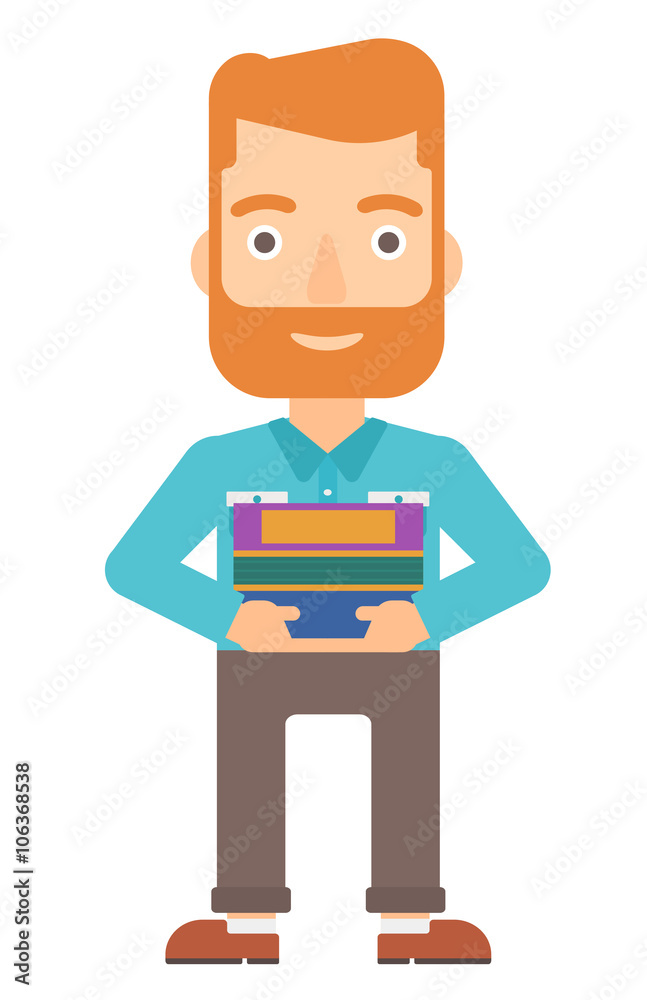 Man holding folders.