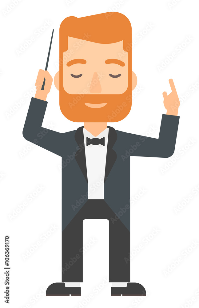 Conductor directing with his baton. Conductor directing with his baton.