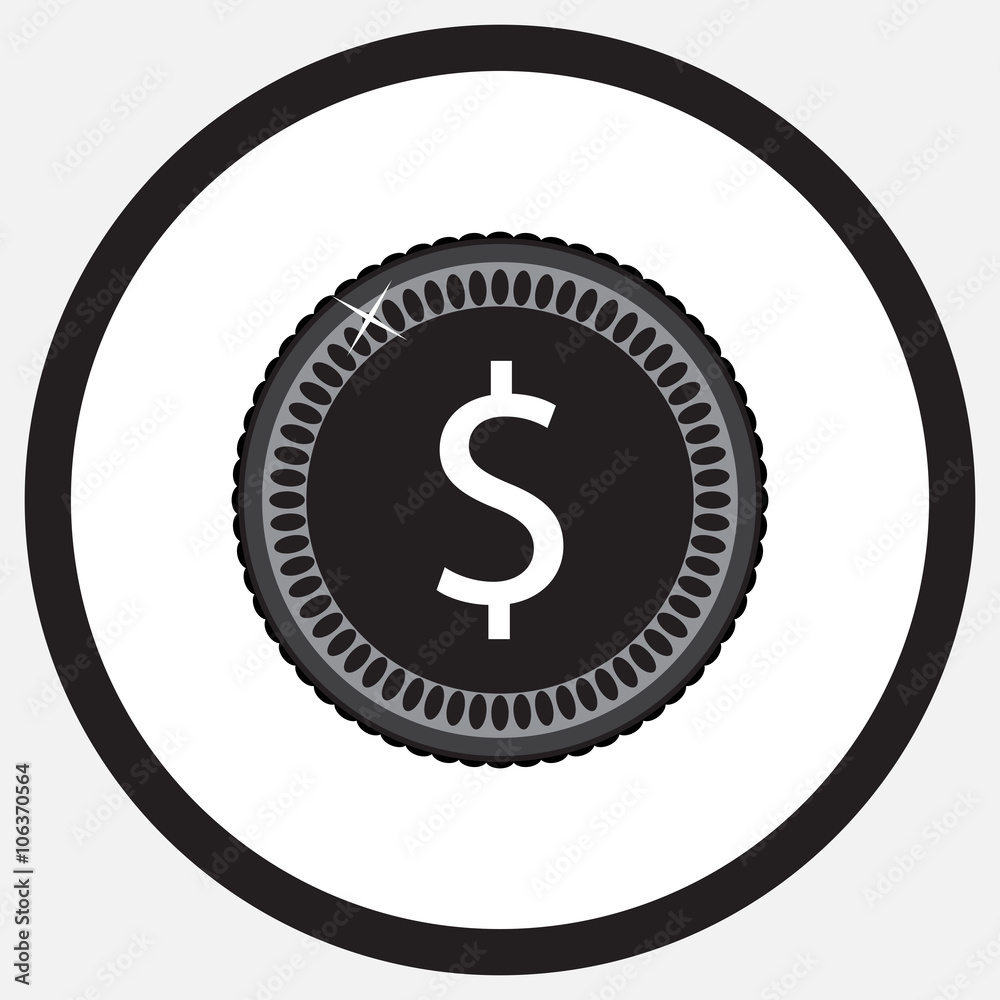 Coin black white monochrome icon Coin black white monochrome icon