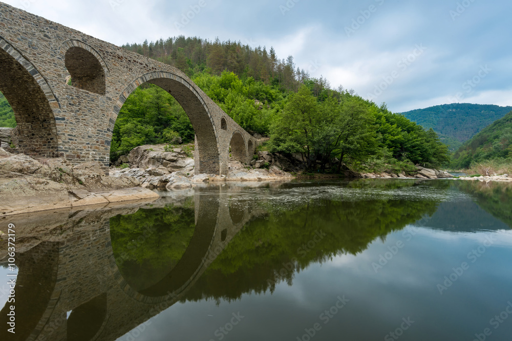 Devil's Bridge - an ancient stone bridge over the Arda River in Bulgaria, Europe