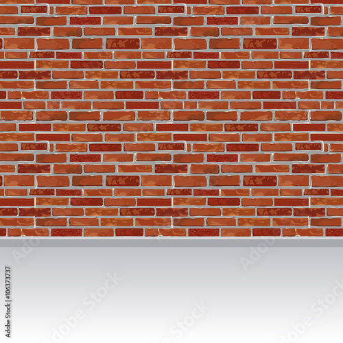 Red brick wall and floor background. Vector illustration.