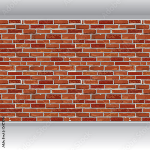 Red brick wall and floor background. Vector illustration.
