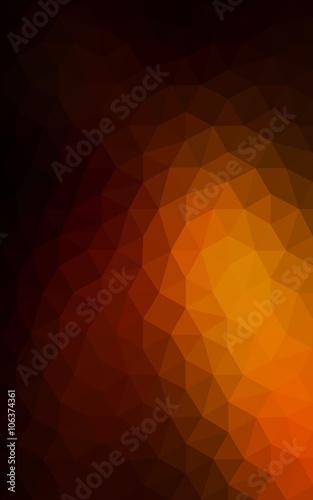 Dark orange polygonal design pattern, which consist of triangles and gradient in origami style.