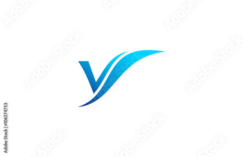 letter v wave connection logo