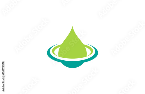 water drop circle connection icon logo