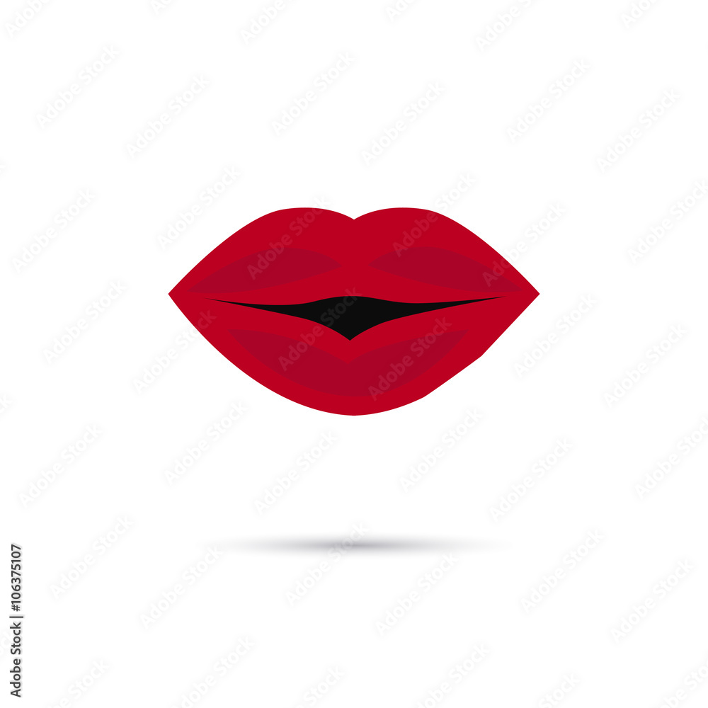 Color illustration of red lips icon Color illustration of red lips icon