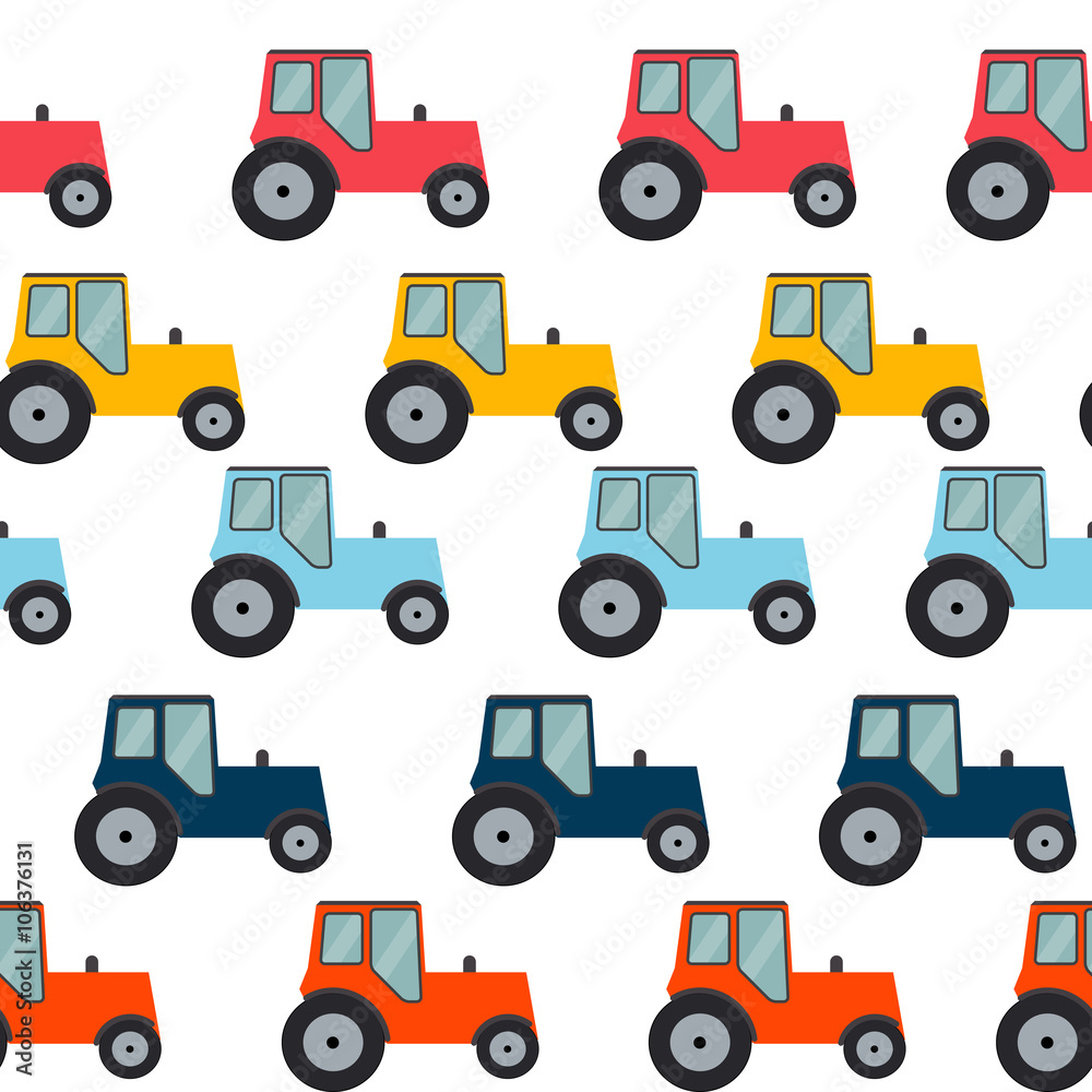 Ftat Tractor Seamless Pattern Background Vector Illustration Ftat Tractor Seamless Pattern Background Vector Illustration