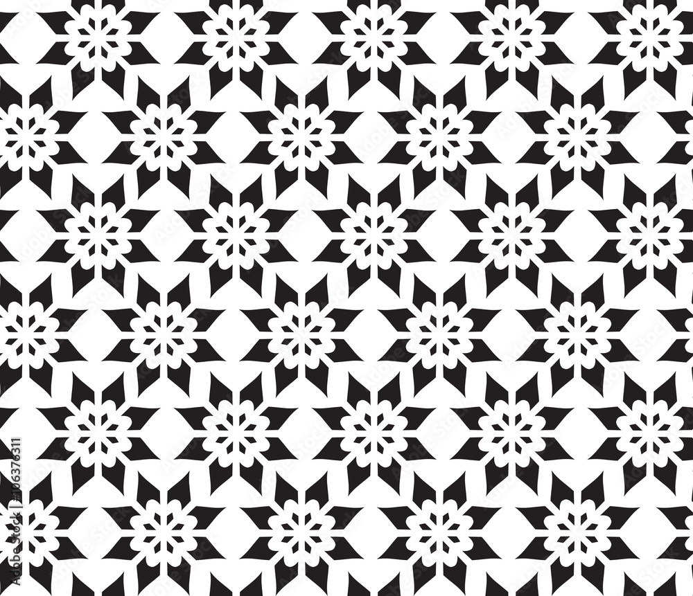 Simple Abstract Seamless Pattern of Flower, Vector Illustration