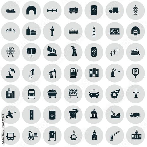 Set of forty nine industry and infrastructure icons