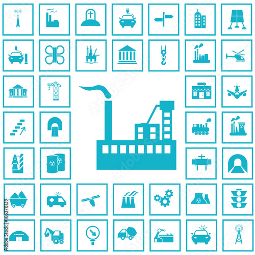 Set of forty industry and infrastructure icons
