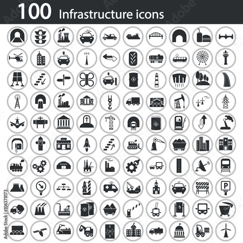 Set of one hundred industry and infrastructure icons