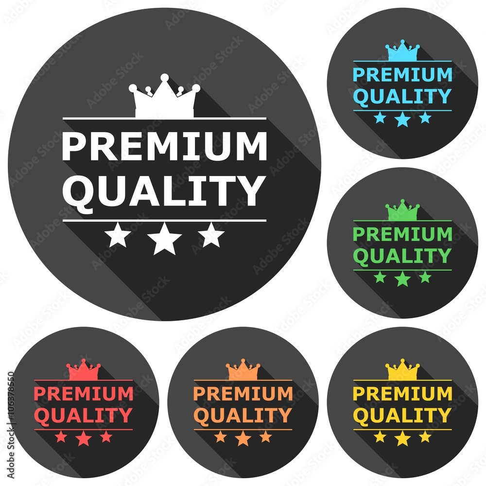 Fototapeta premium Premium quality icons set with long shadow