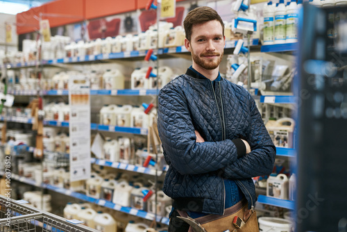 Confident handyman in a hardware store © Flamingo Images