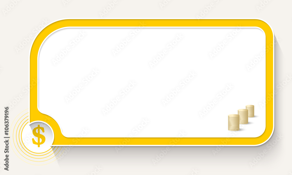 Yellow text box for your text and dollar symbol