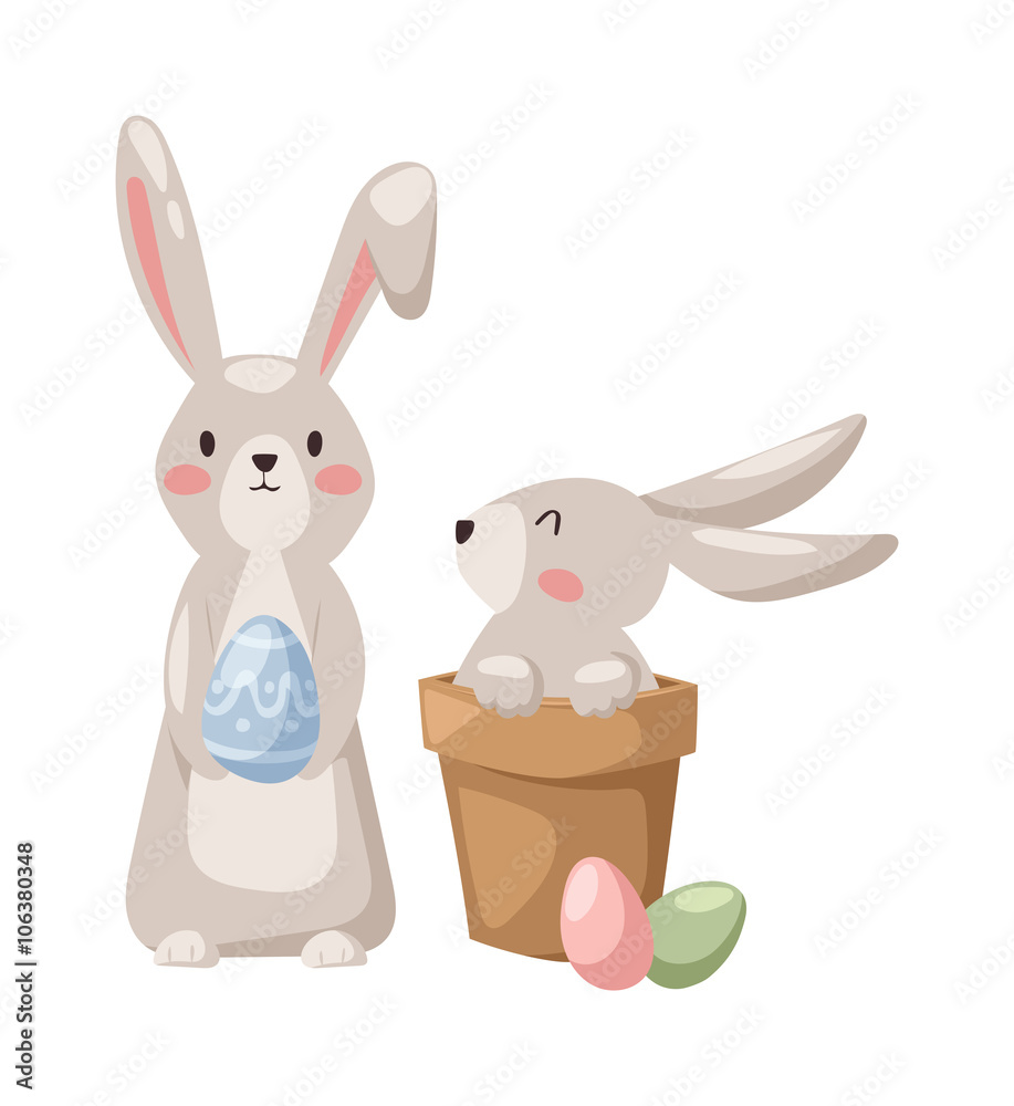 Gray easter rabbit bunny traditional symbol of spring seasonal celebration Gray easter rabbit bunny traditional symbol of spring seasonal celebration