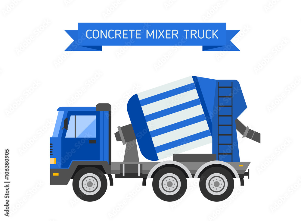 Blue concrete mixer truck cement industry equipment machine vector. Blue concrete mixer truck cement industry equipment machine vector.