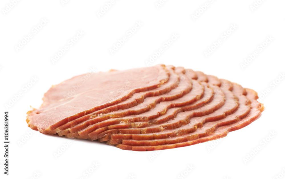 Stack of ham slices isolated Stack of ham slices isolated