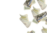 Flying  bonds Of One Hundred Dollar Bills. Abstract money background