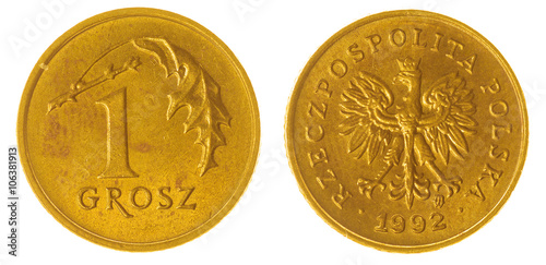 Wallpaper Mural  grosz 1992 coin isolated on white background, Poland Torontodigital.ca