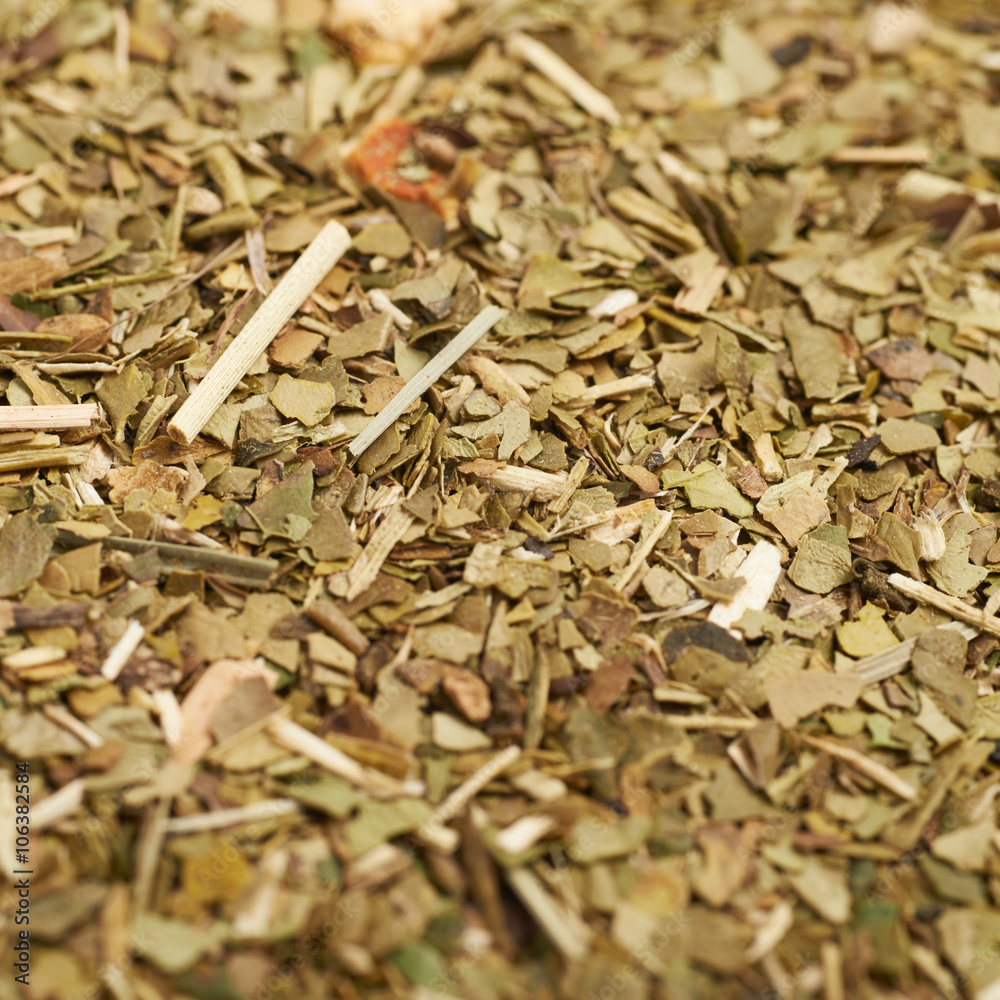Surface covered with mate leaves Surface covered with mate leaves