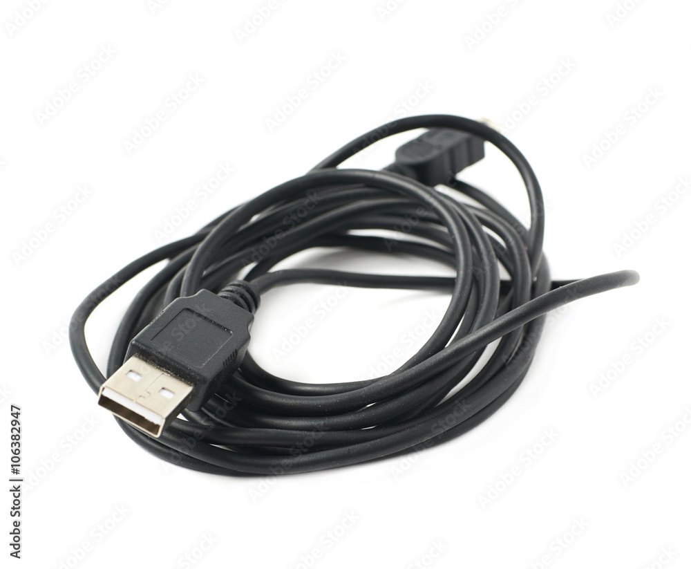 Folded USB adapter cable isolated Folded USB adapter cable isolated