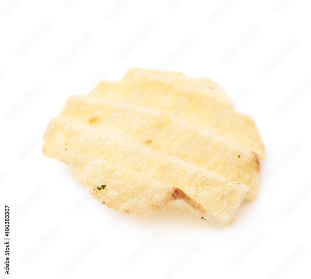 Single potato chip crisp isolated