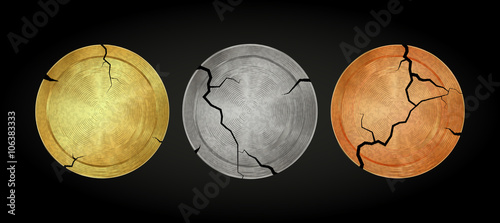 vector old blank antique coins of gold copper silver