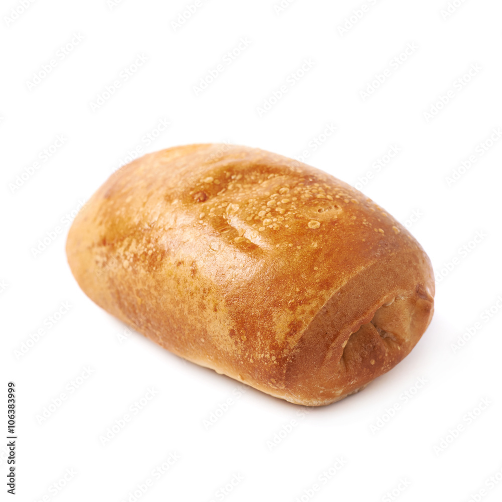 Pastry pocket with sausage isolated Pastry pocket with sausage isolated