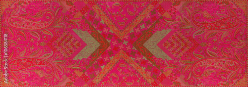 Traditional blue paisley pattern silk headscarf sample