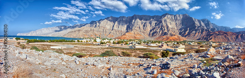 Amazing mountain scenery in Bukha, Musandam peninsula, Oman