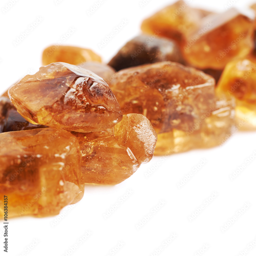 Pile of brown rock sugar crystals